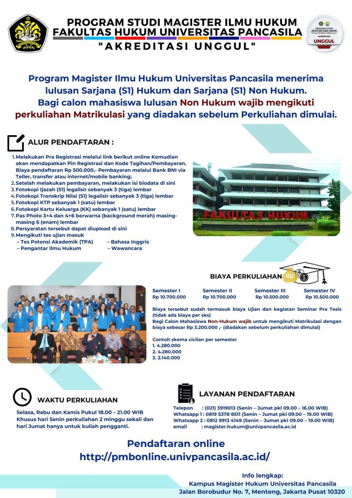 Info Pendaftaran Mahasiswa Baru Program Magister Ilmu Hukum S Semester Genap